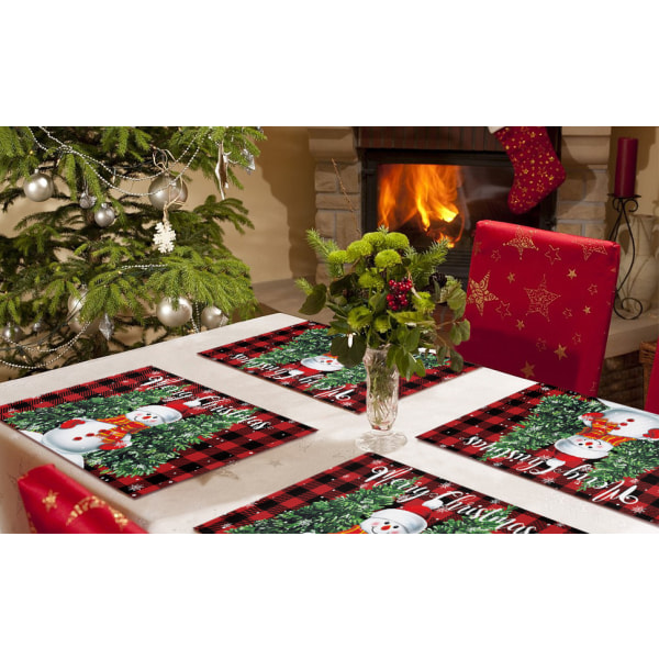 Christmas Snowman Placemats for Dining Table Set of 4 Merry