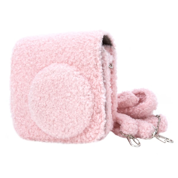 Mjukt kameraskyddsfodral med axelrem för Instant Camera Mini8/8+/9 rosa