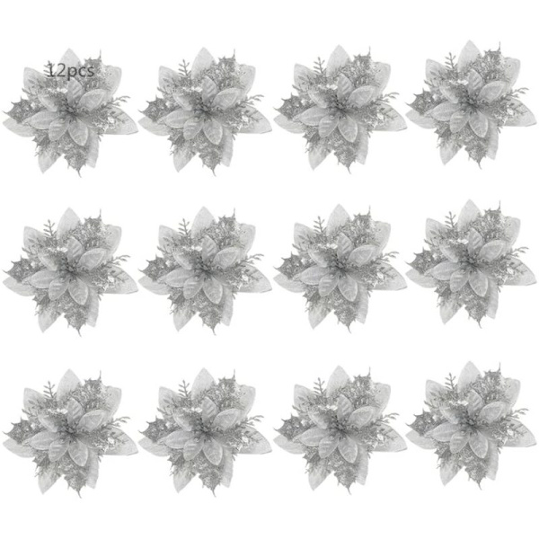 24pcs Weihnachtsblumen,Weihnachtsblumen Künstlich,