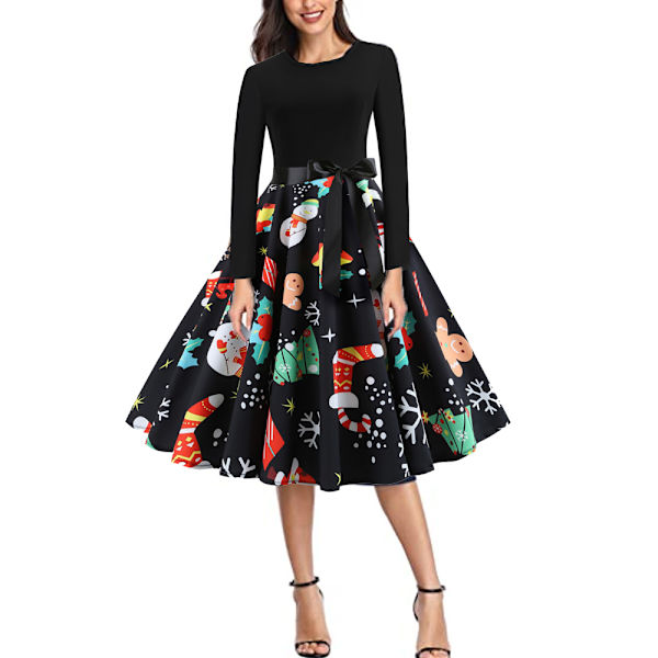 Women's Vintage Christmas Dress Cocktail Party Dress Holiday
