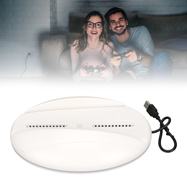 LED Vertikalt Ställ Stilren Plug and Play Konsoldockningsstation med 3 USB2.0-portar Färgglatt Ljus för PS5-konsoler Vit