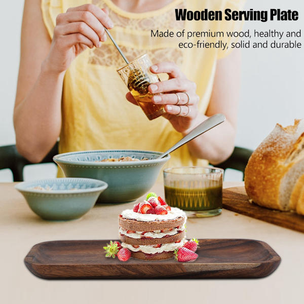 Elegant Sushibricka Snacks Sallader Desserter Trä Serveringsfat