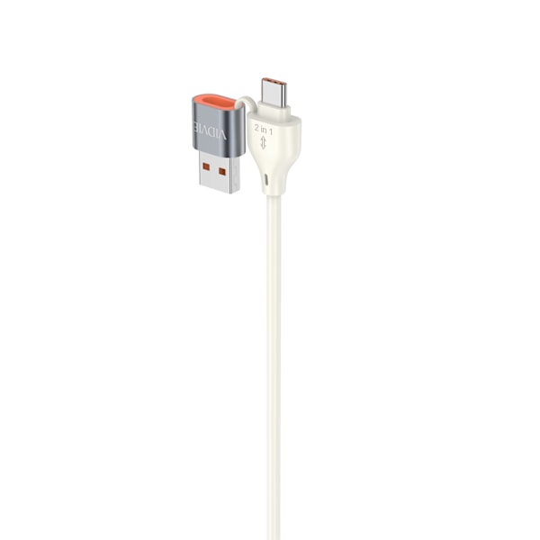 VIDVIE Multifunctional Kabel Type C / USB A till Type C / lightning - 120CM Vit