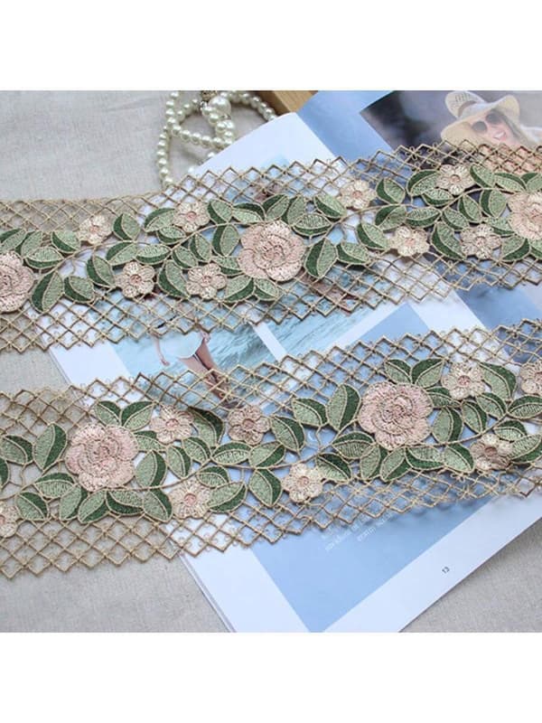 1 yard broderad blommig spetskant i mesh för kläddekoration, present till mamma
