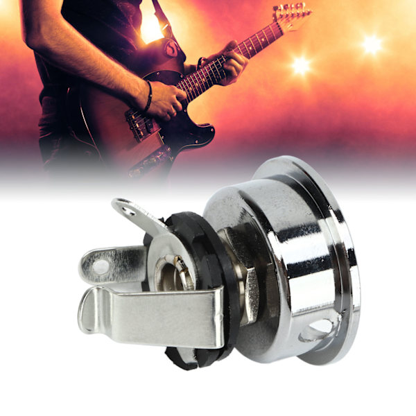 Gitar Jack Utmärkt Kontakt Fast Anslutning Metall Elektrisk Gitarr Ingång Utgång Jack Uttag Silver