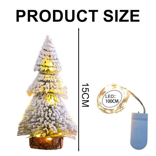 1 Flocked Cedar Tree with Lights Desktop Christmas Tree