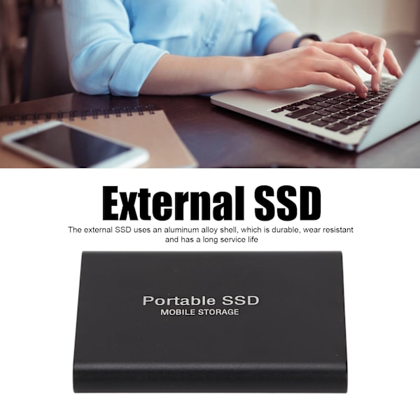 Extern SSD Tålig Slitstark USB3.1 Överföring Kompakt Portabel Bekväm Praktisk Enhet för Win10 för IOS Svart 4TB