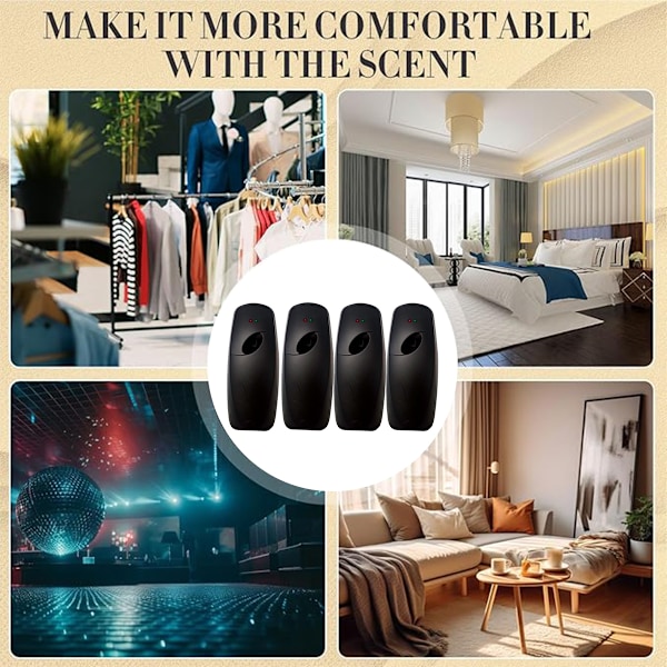 4 st Automatiska Luftfräschare Spray Dispensrar Väggmonterad Automatisk Spray Dispenser Luftfräschare Spray för Badrum Batteridriven Fristående Black
