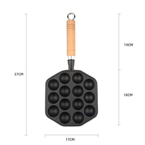 Gjutjärn Bläckfiskbollar Gryta Kakform Fiskägg Ingen Beläggning Non-Stick Ägg Gryta Matlagning, Svart