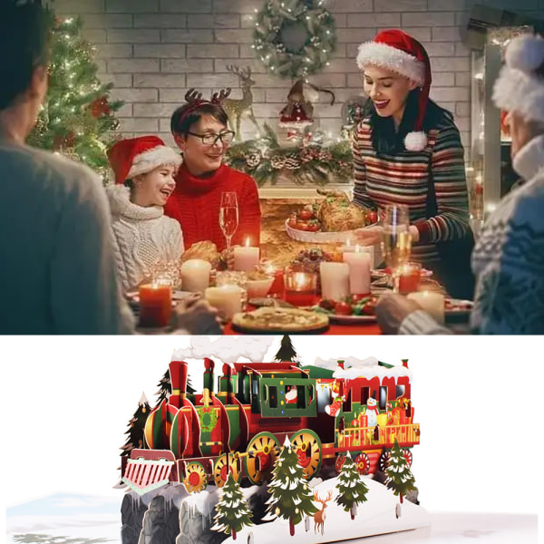 Handmade Merry Christmas Pop Up Card, Handmade 3D Popup