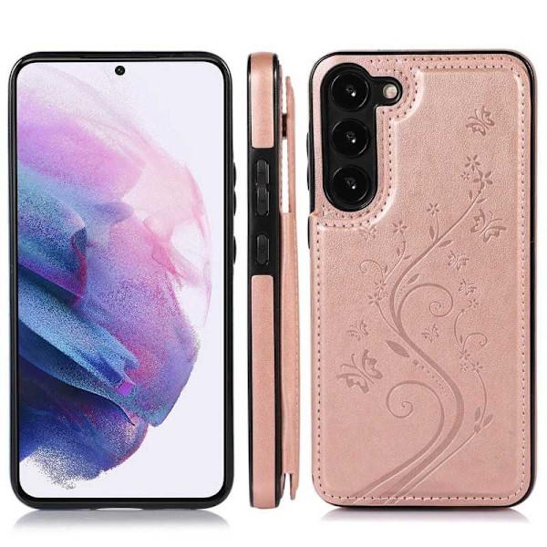 Samsung S23 FE Stöttåligt Skal Korthållare 3-FACK Flippr V2 - Rosegold