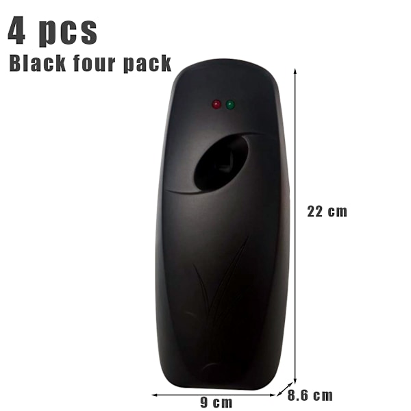 4 st Automatiska Luftfräschare Spray Dispensrar Väggmonterad Automatisk Spray Dispenser Luftfräschare Spray för Badrum Batteridriven Fristående Black