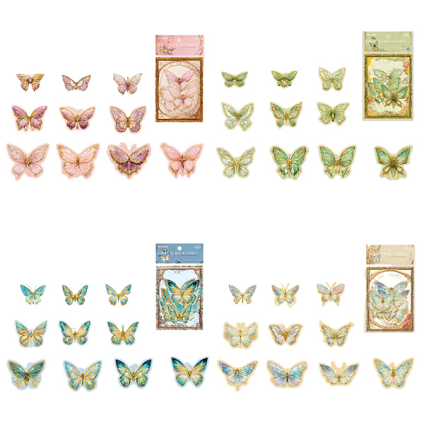 Iridescent Butterfly Stickers Set 80pcs Waterproof Vinyl Decals