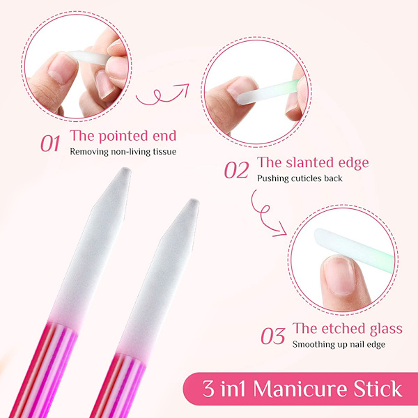 5 st glas nagelbandsskrapa nagelbandsstick set dubbelsidig