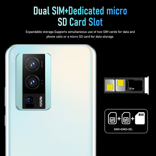 K60 6.53in Drop Sreen Smartphone Ansiktsupplåst Telefon 6GB RAM 128GB ROM 4G 5GWIFI För Android 12 System 100‑240V Grön EU-kontakt