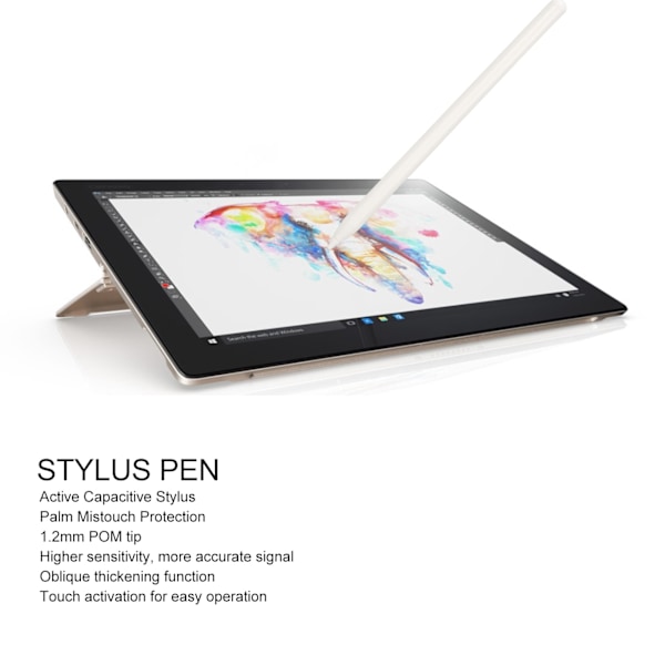 T12 Aktiv Kapacitiv Stylus med 2 Utbytbara Spetsar USB-Laddning Pekskärmspenna för IOS Surfplatta