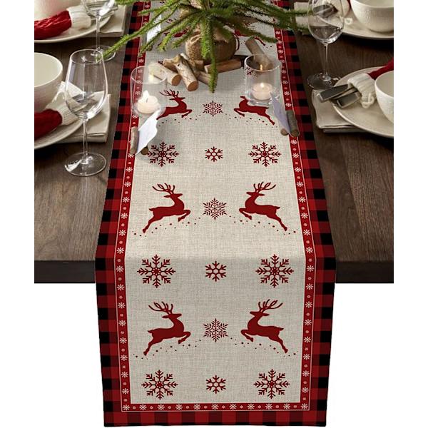 Christmas Table Runner, Christmas Snowflake Elk Rustic Table