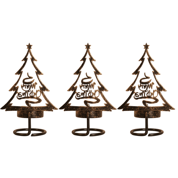 3 Pack Christmas Tealight Candle Holders, Metal Christmas Tree
