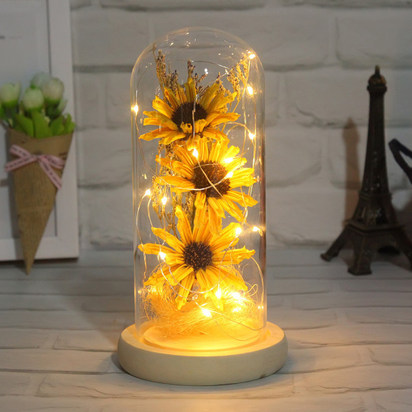 Artificial Sunflower in Glass Dome Sunflower Gifts for Women