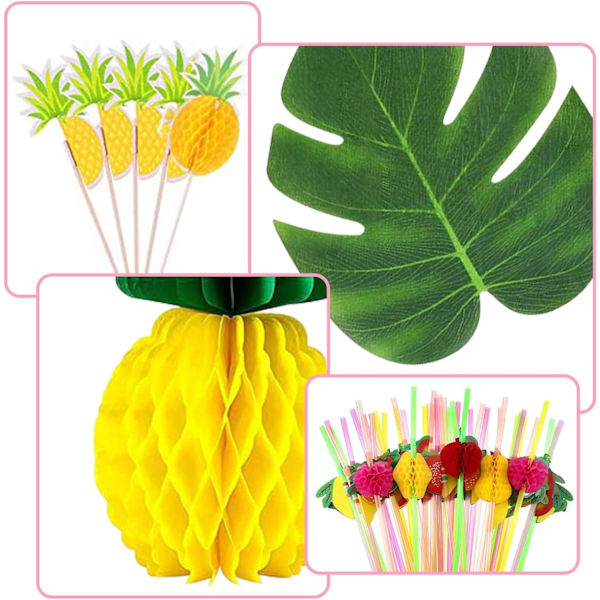 Hawaiian Party Decorations Set with Grass Table Skirt Hawaiian