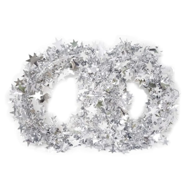2 Rolls of Sparkly Star Tinsel Garlands with Wire for Xmas