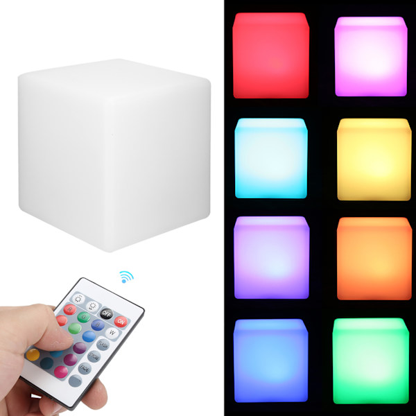 LED nattlampa färgglad fyrkantig skrivbordslampa dimbar 16RGB färger