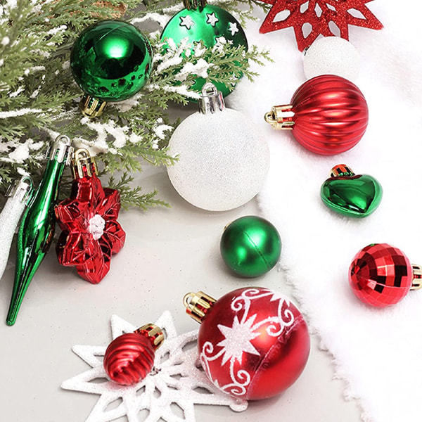 58pcs Christmas Tree Hanging Ornament Set Colorful Shatterproof