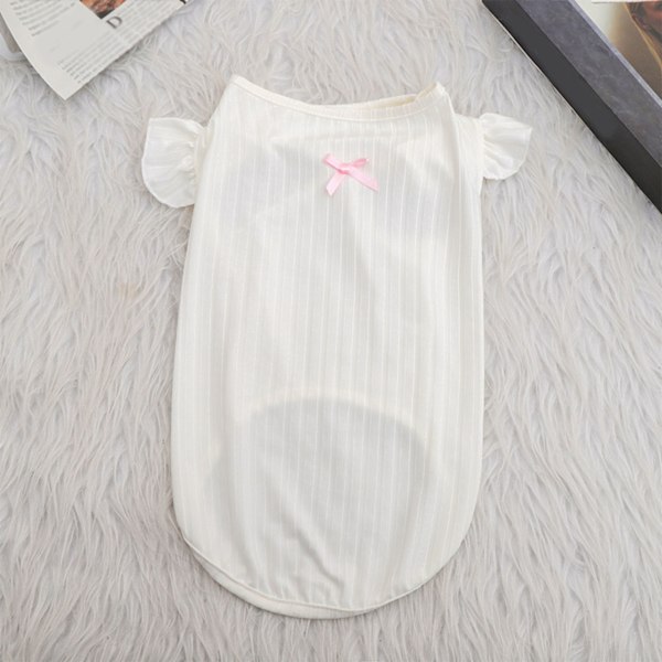 Husdjur Pyjamas Söta Katt- och Hund Sovkläder Tunna Lätta Andningsbara Bekväma Husdjurskläder för Sommar Vit XS