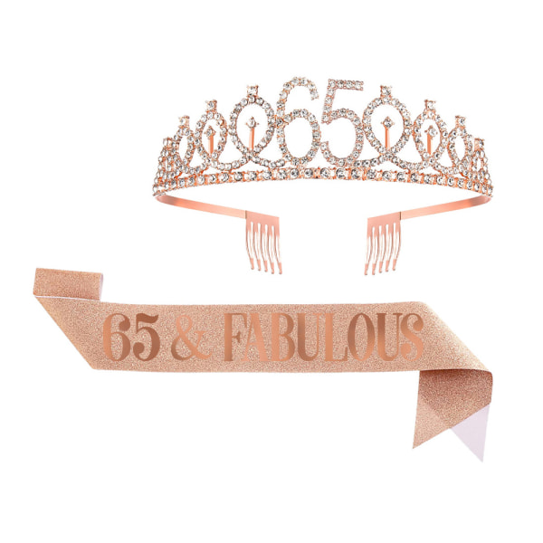 65th Birthday Sash and Crown hårband för kvinnor, födelsedag