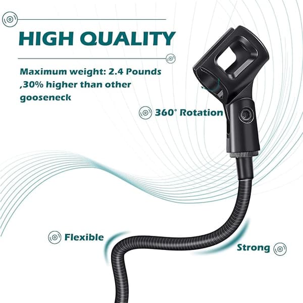 1 set svanhals-mikrofonstativ 14 tum flexibelt svanhals-bordsstativ med klämma för talarstol