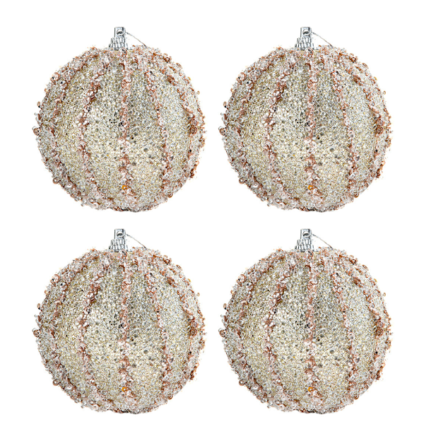 4 Pcs 8cm Christmas Ball Ornaments Glitter Foam Ornaments