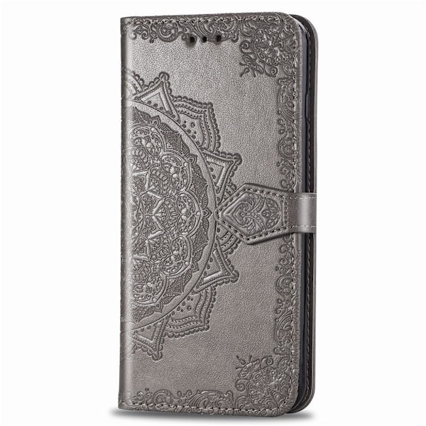 iPhone 11 Pro Max - Mandala Läder Fodral - Grå Grey Grå