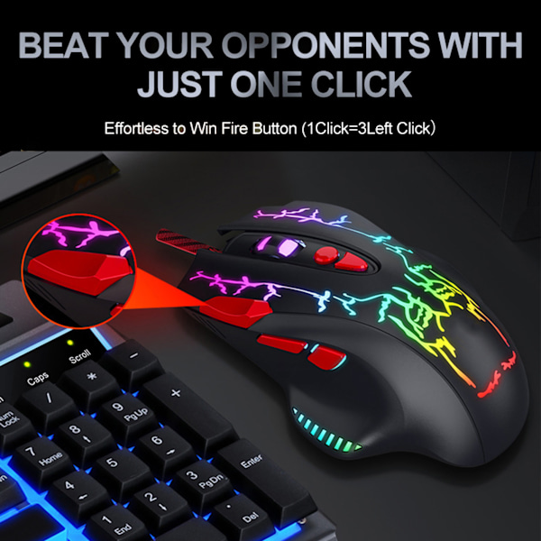 Gamingmus USB Kabelansluten 8 Knappar 4-Stegs DPI Justerbar med Andningsljus Dator Enhet G550 Crackle