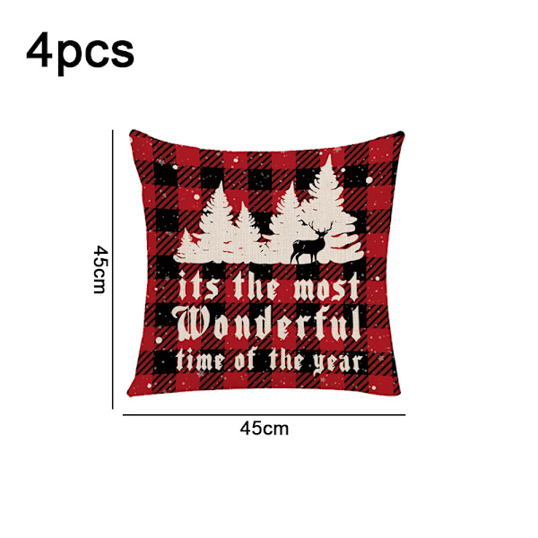 4pcs Christmas pillow case, linen super soft cushion