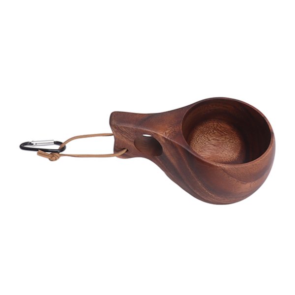 Trä Campingmugg Log Unik Trästruktur Bärbar Trä Mugg med