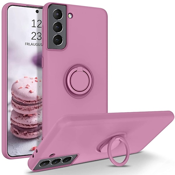 Samsung S21 - Välj Färg Silikonskal Magnetisk Ringhållare Svart