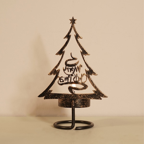 3 Pack Christmas Tealight Candle Holders, Metal Christmas Tree