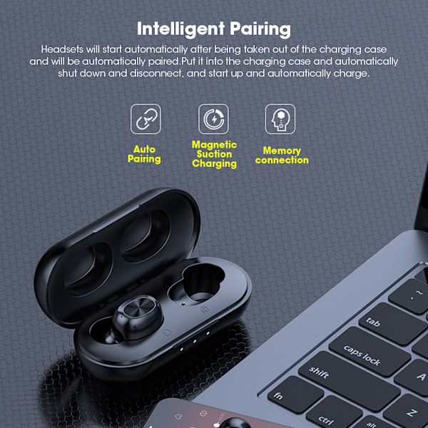 Bluetooth 5.0 Trådlöst Headset Mini Trådlösa Touch Hörlurar In-Ear Öronproppar HörlurarB5 Vanlig
