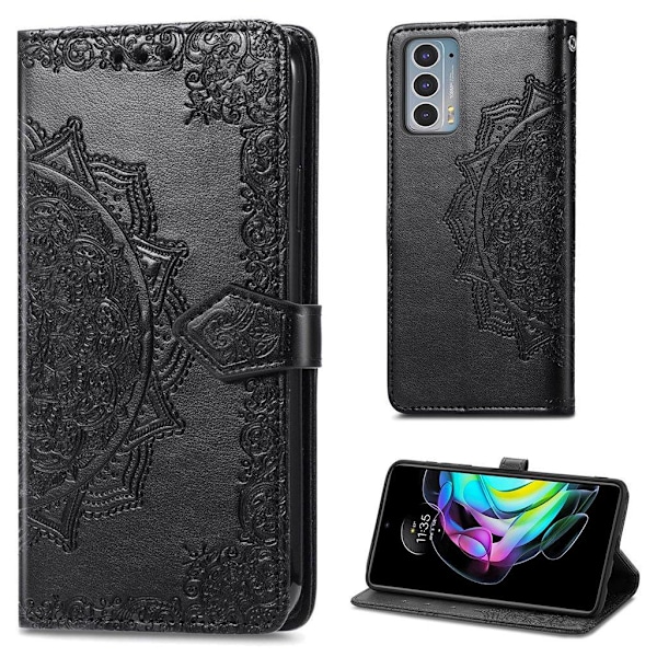 Mandala läder Motorola Edge 20 fodral - Svart Svart