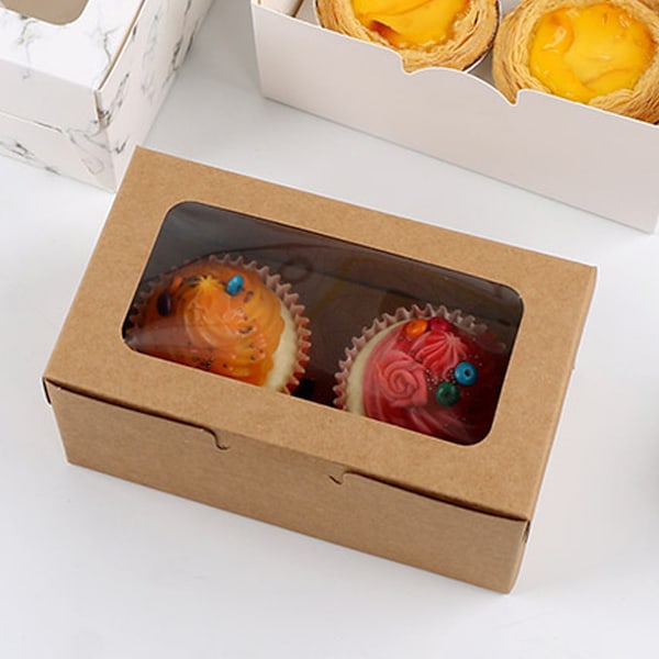 2 st Muffinlådor - Muffinbehållare med Fönster, Livsmedelsgodkänd Muffinshållare för Enkel Transport och Presentation Style 1