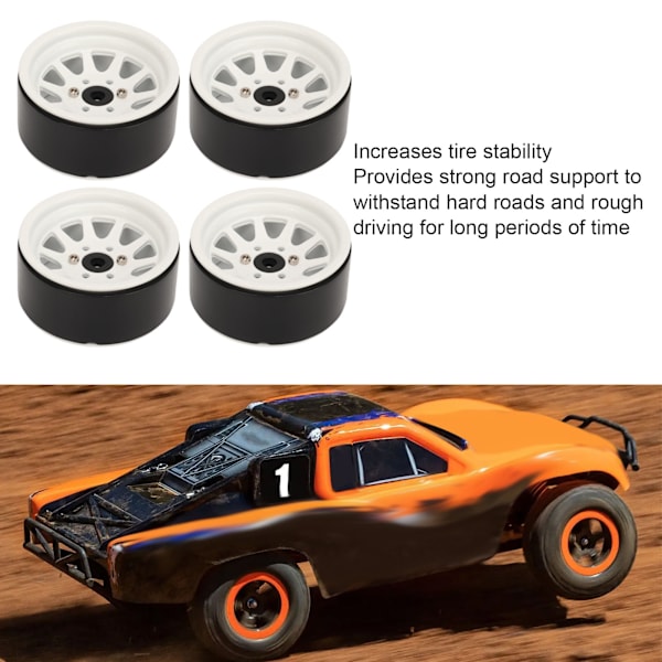 4 st RC Fälguppsättning Zinklegering Stål Universal 1,9 Tum 10 Fälgar RC Crawler Bil Hjulnav för Axial SCX10 II III Vit