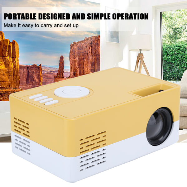 1080p Full High Definition LED Mini Projektor Smart Hemmabio Gul Vit 100‑240VUS Kontakt