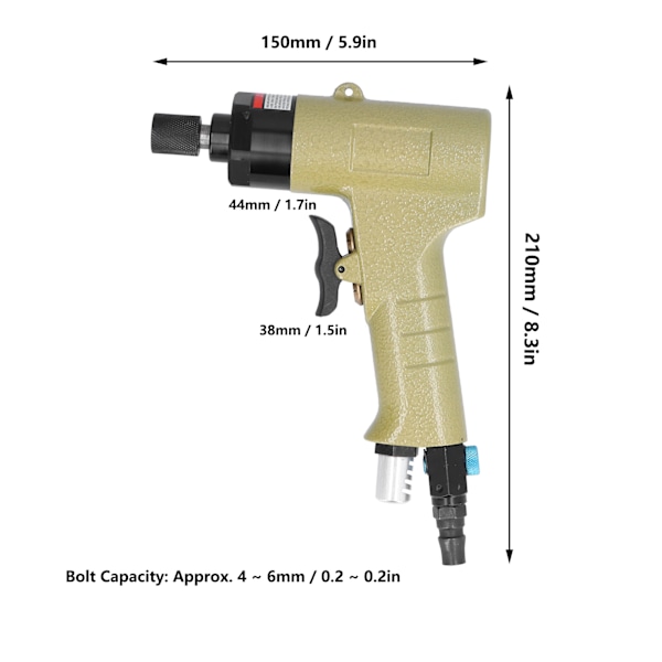Luftdriven Skruvdragare Handhållen Bärbar Pneumatisk 1/4 tum 10000rpm Verktygssats KP‑805PN