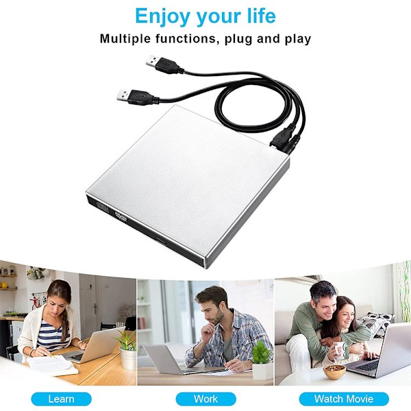 Extern DVD-enhet, USB 3.0 bärbar CD/DVD +/-RW-enhet/DVD