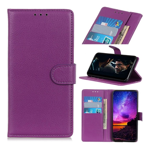 Motorola One Hyper - Litchi Plånboksfodral - Lila Lila
