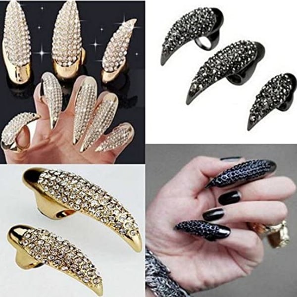 10 st  Kostymklor Falska Naglar Ring Set, Gotisk Punk 3 Storlekar