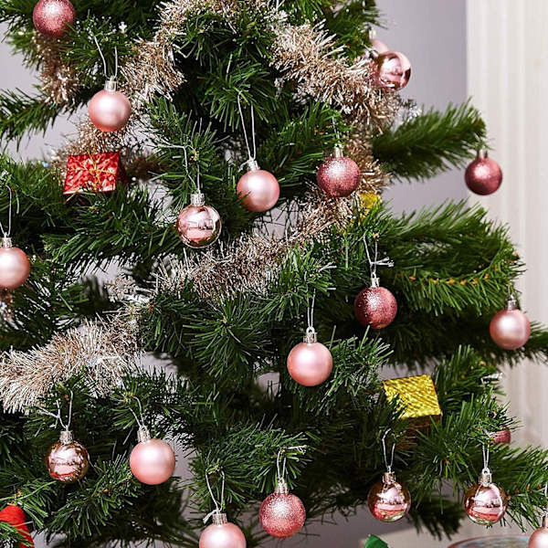 Weihnachtskugeln,24 Stück Rosa Weihnachtsdeko,matt,glänzend,