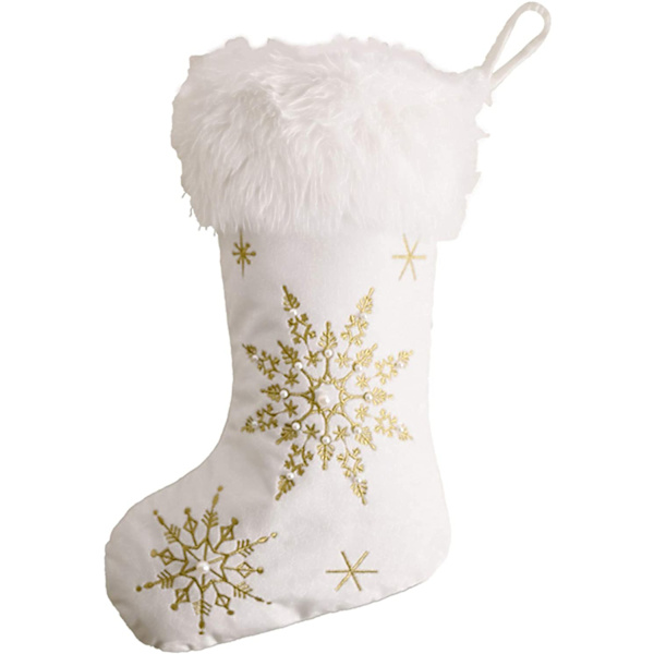 Imitation Pearls Snowflake Print Weihnachtsstrumpf Kreative