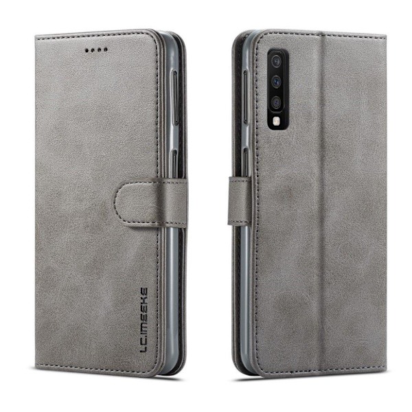 LC.Imeeke läder Samsung Galaxy A7 (2018) fodral - Silver/Grå Silvergrå
