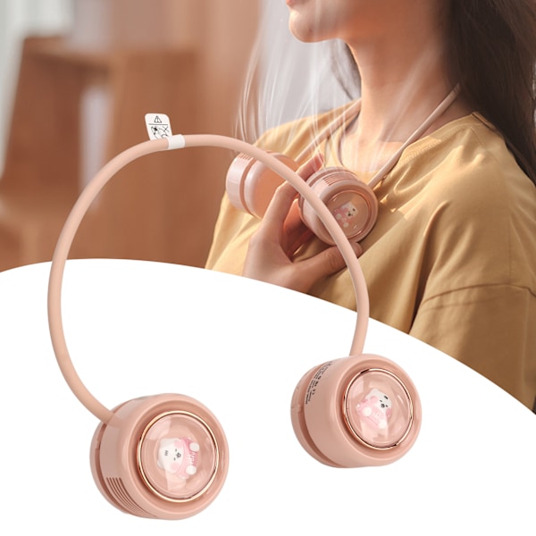 USB Halsfläkt Multifunktionell Tyst 3 Hastighetsjustering Kraftfull Bärbar Halsfläkt för Utomhuscamping Resor Rosa